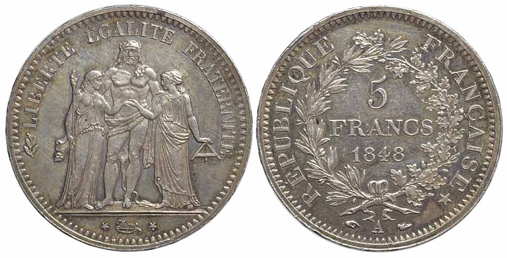 France Second Republic Francs 1848 