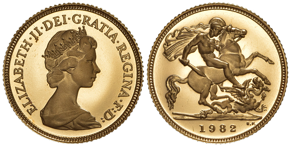Great Britain Elizabeth Sovereign 1982 Gold 