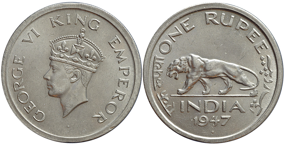 India British Empire George Rupee 1947 