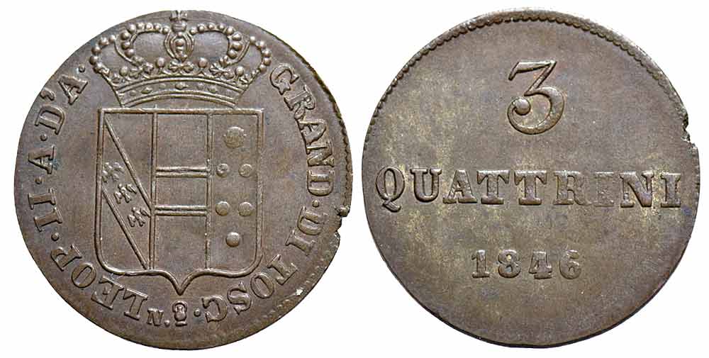 Italy Regional Mints Firenze Leopold Quattrini 1846 