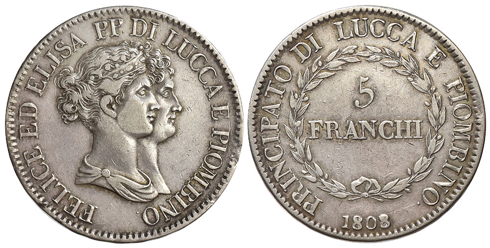 Italy Regional Mints Lucca Felix Elisa (Bonaparte) 