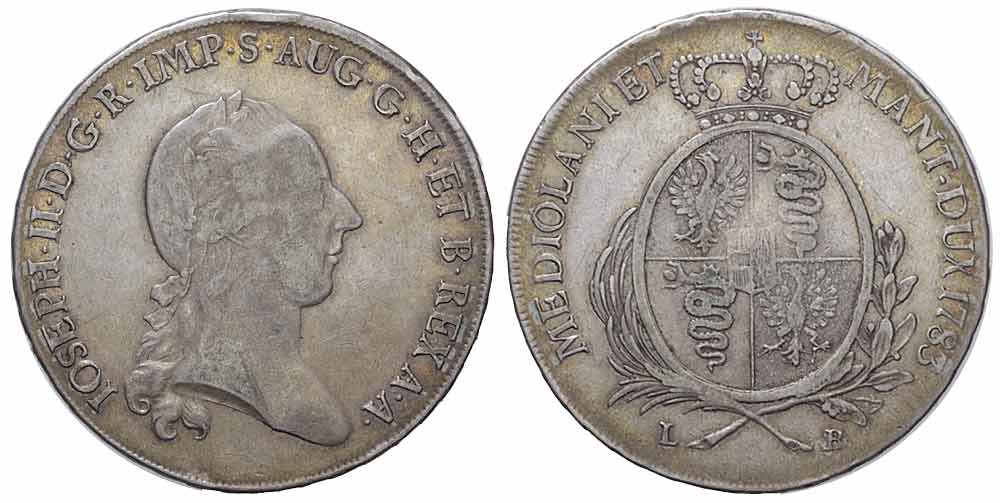 Italy Regional Mints Milano Giuseppe Scudo 1783 