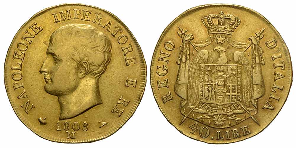 Italy Regional Mints Milano Napoleone Lire 1808 