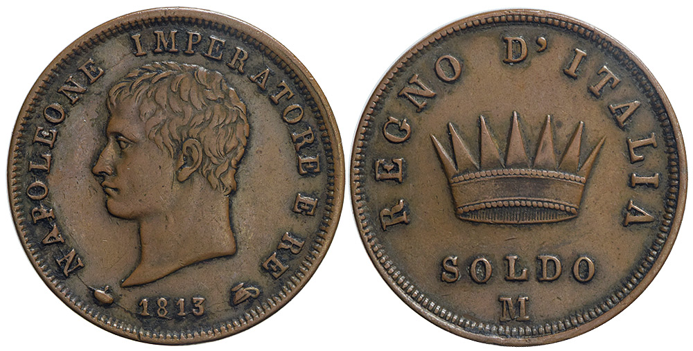 Italy Regional Mints Milano Napoleone Soldo 1813 