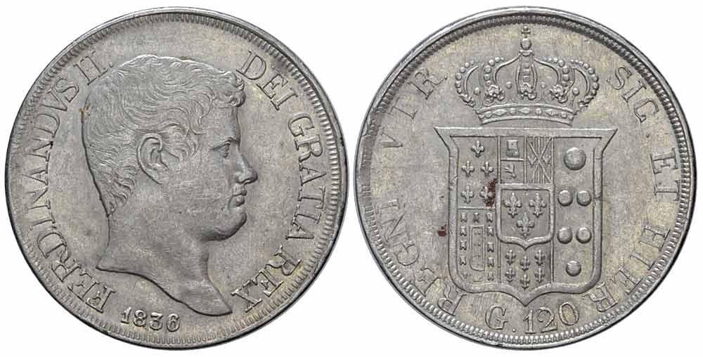 Italy Regional Mints Napoli Ferdinando Piastra 1836 