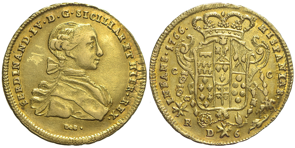 Italy Regional Mints Napoli Ferdinando Ducati 1766 