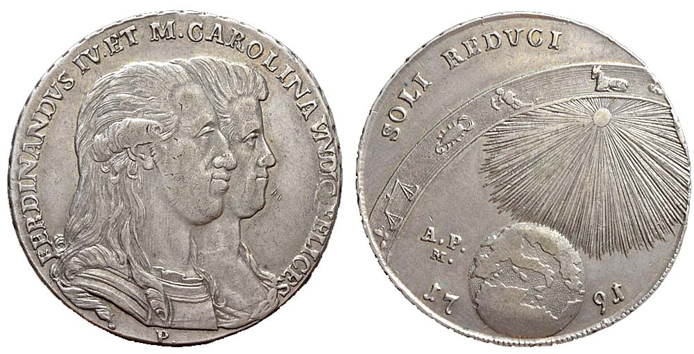 Italy Regional Mints Napoli Ferdinando Piastra 1791 