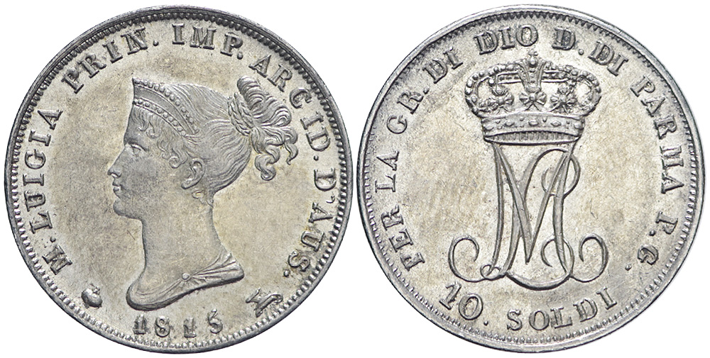Italy Regional Mints Parma Maria Luigia Soldi 1815 