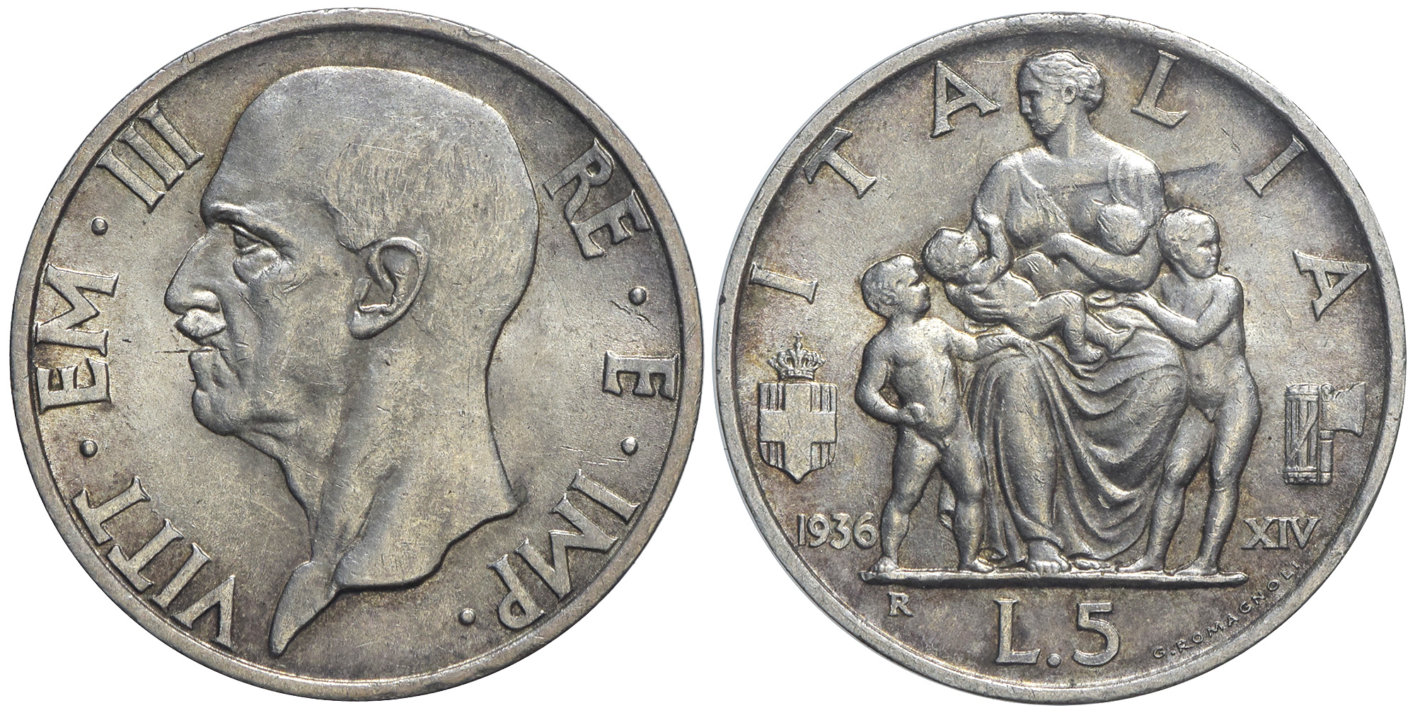 Italy Kingdom Vittorio Emanuele Lire 1936 