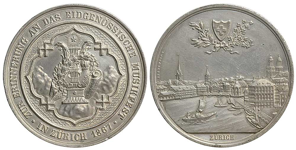 Medals Switzerland Zurich Medal 1867 