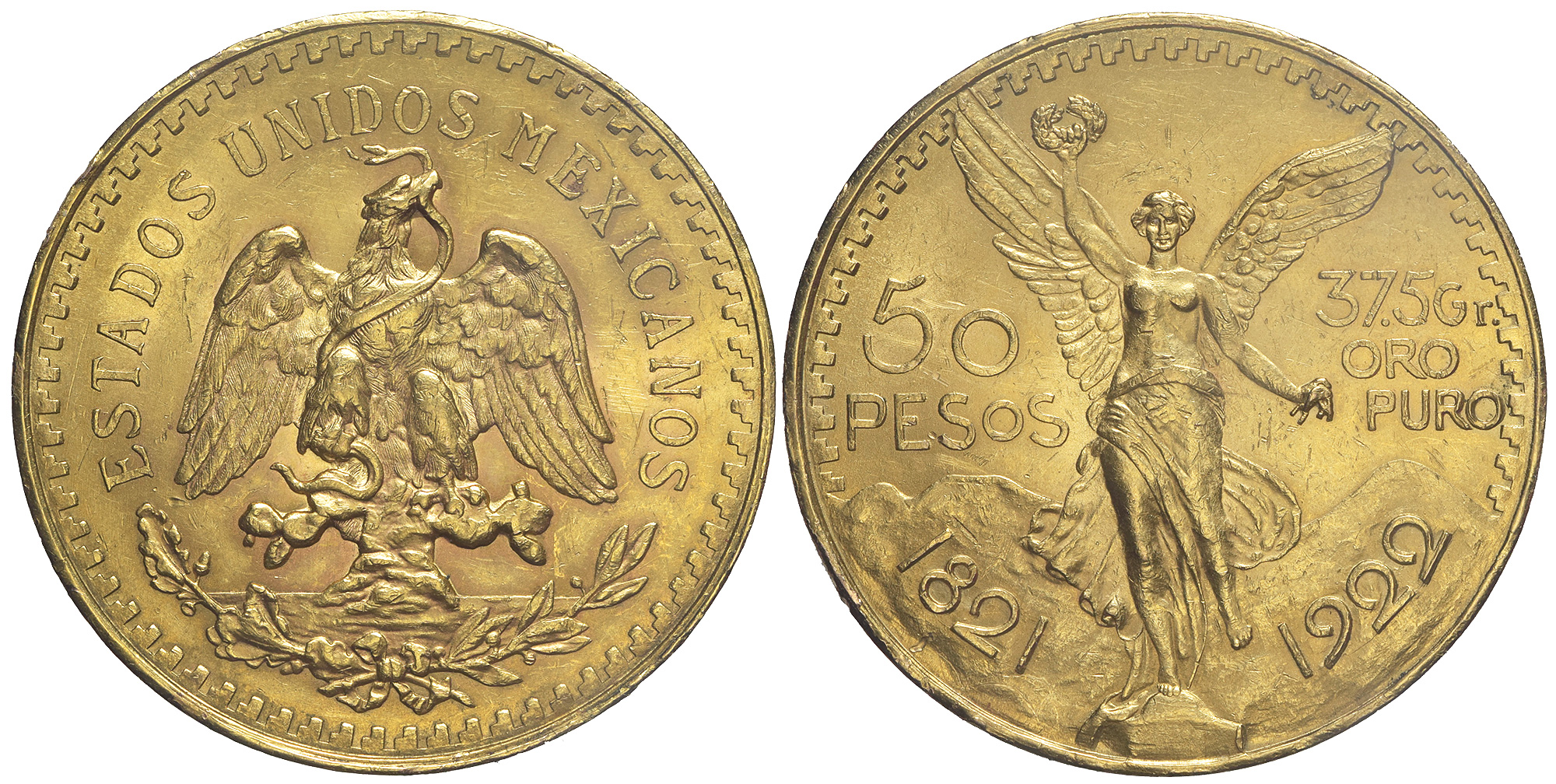 Mexico United States Pesos 1922 Gold 