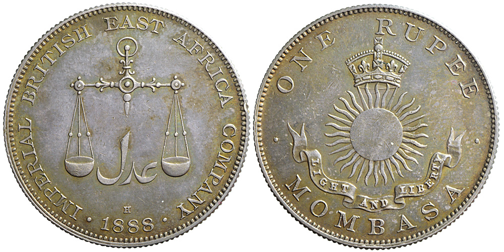 Mombasa Imperial British East Africa Company Rupee 1888 