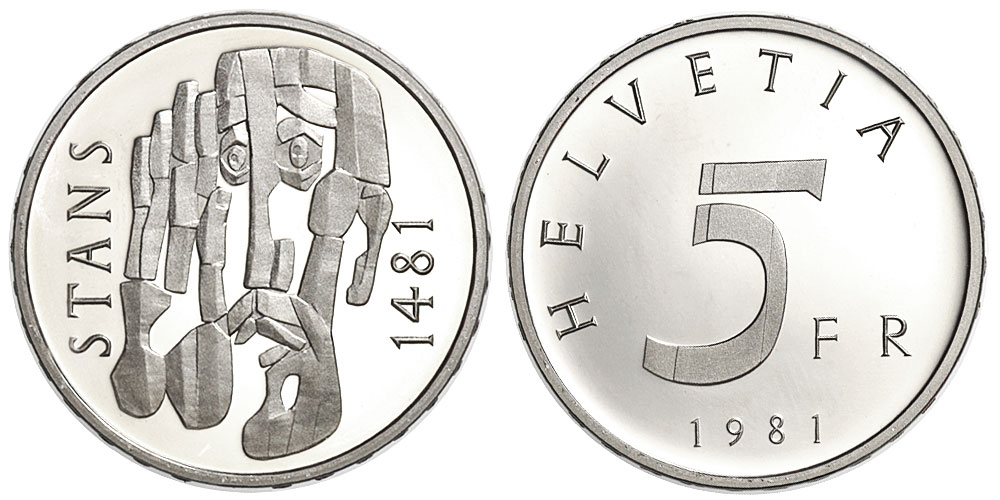 Switzerland Commemorative Coinage Francs 1981 CuNi 