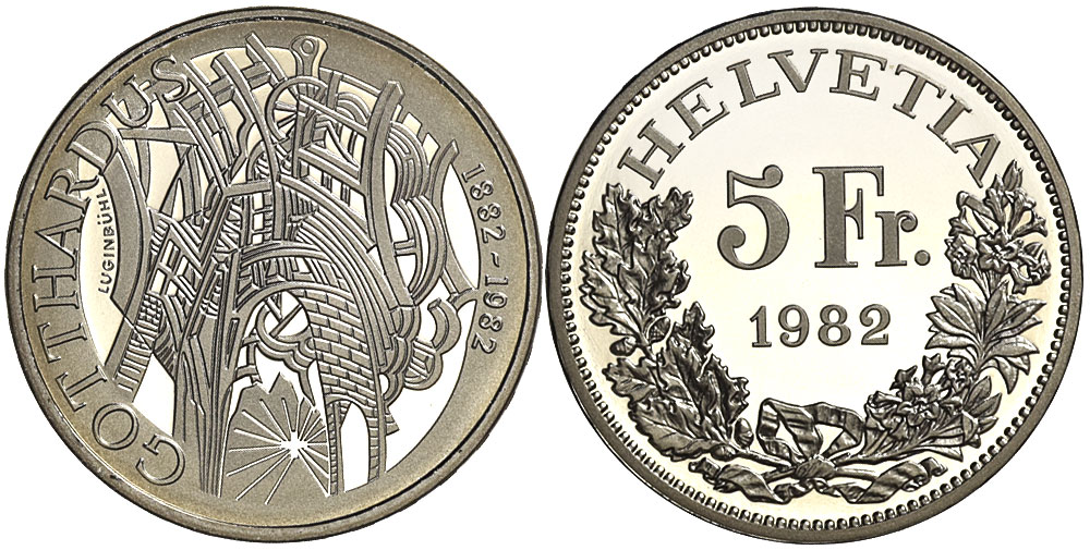 Switzerland Commemorative Coinage Francs 1982 CuNi 