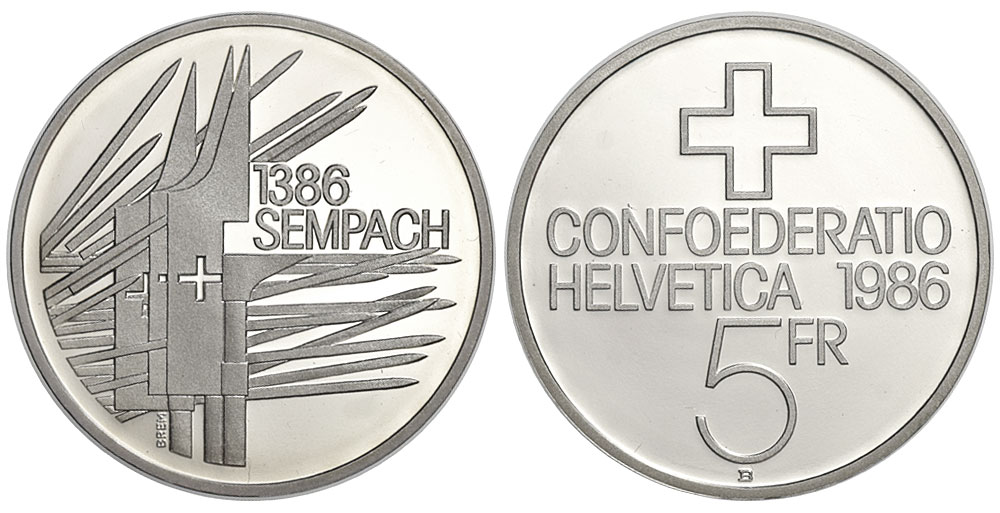 Switzerland Commemorative Coinage Francs 1986 CuNi 
