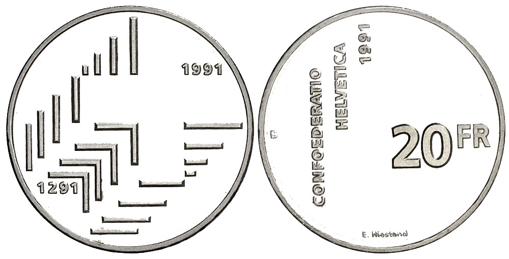 Switzerland Commemorative Coinage Francs 1991 