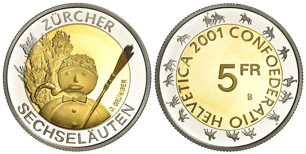 Switzerland Commemorative Coinage Francs 2001 CuNi 