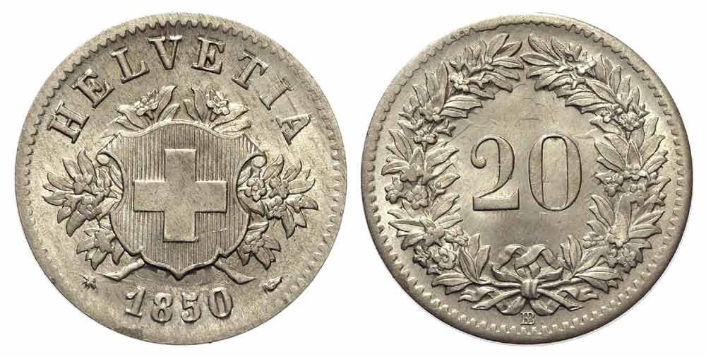 Switzerland Confoederatio Helvetica Cent 1850 