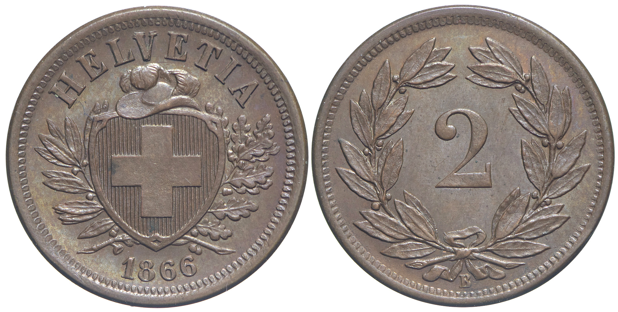 Switzerland Confoederatio Helvetica Cent 1866 