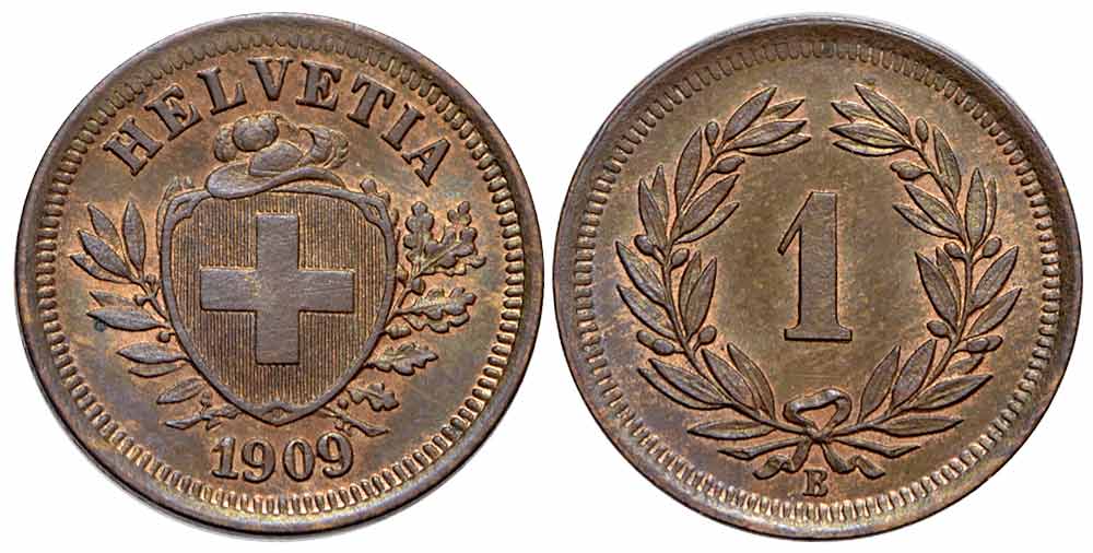 Switzerland Confoederatio Helvetica Cent 1909 