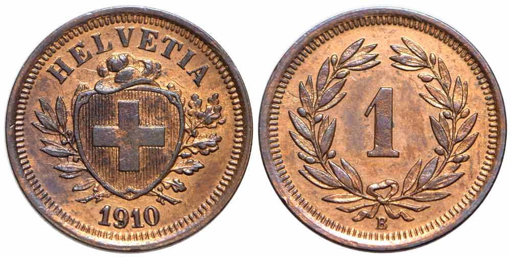 Switzerland Confoederatio Helvetica Cent 1910 