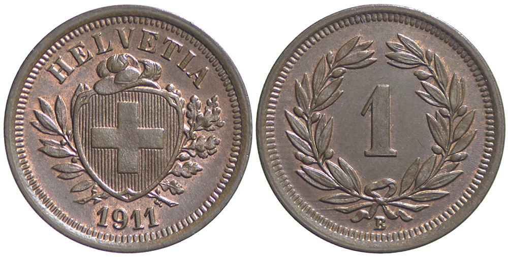 Switzerland Confoederatio Helvetica Cent 1911 