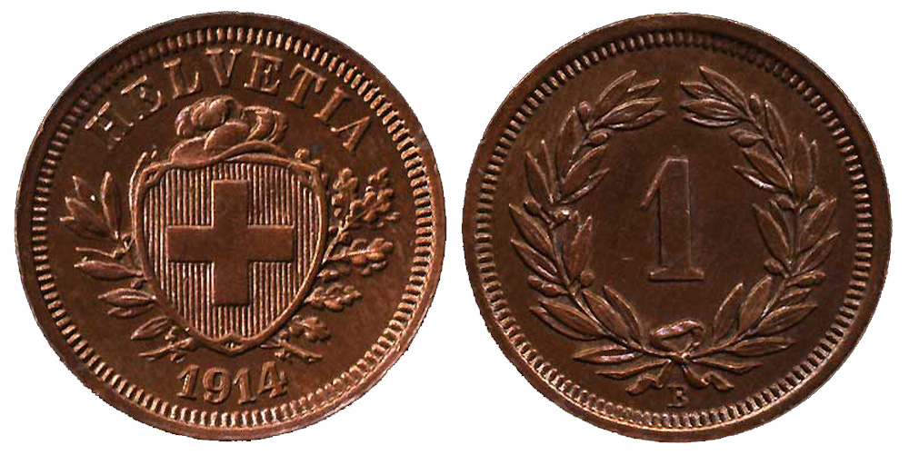 Switzerland Confoederatio Helvetica Cent 1914 