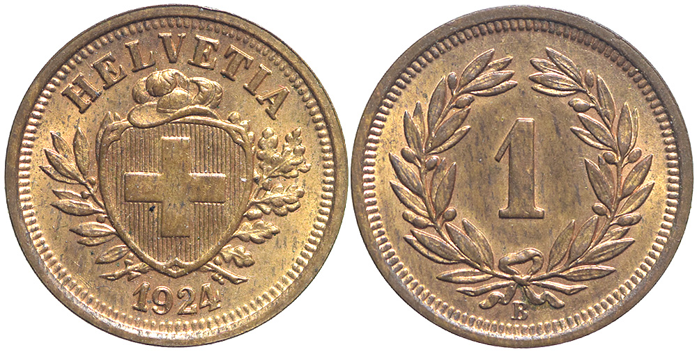 Switzerland Confoederatio Helvetica Cent 1924 