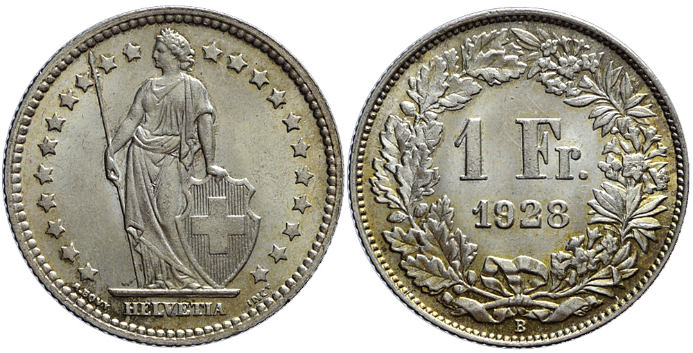 Switzerland Confoederatio Helvetica Franc 1928 