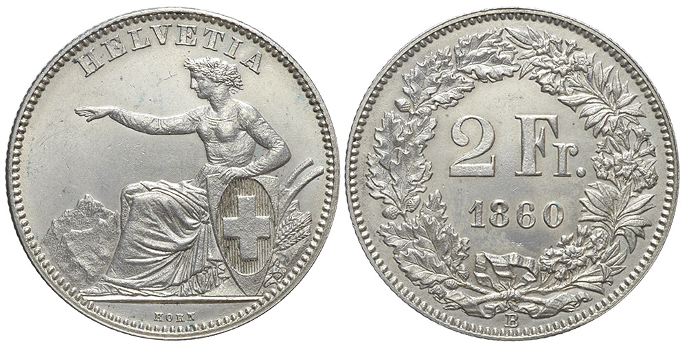 Switzerland Confoederatio Helvetica Francs 1860 