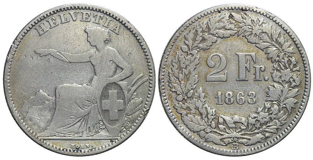 Switzerland Confoederatio Helvetica Francs 1863 
