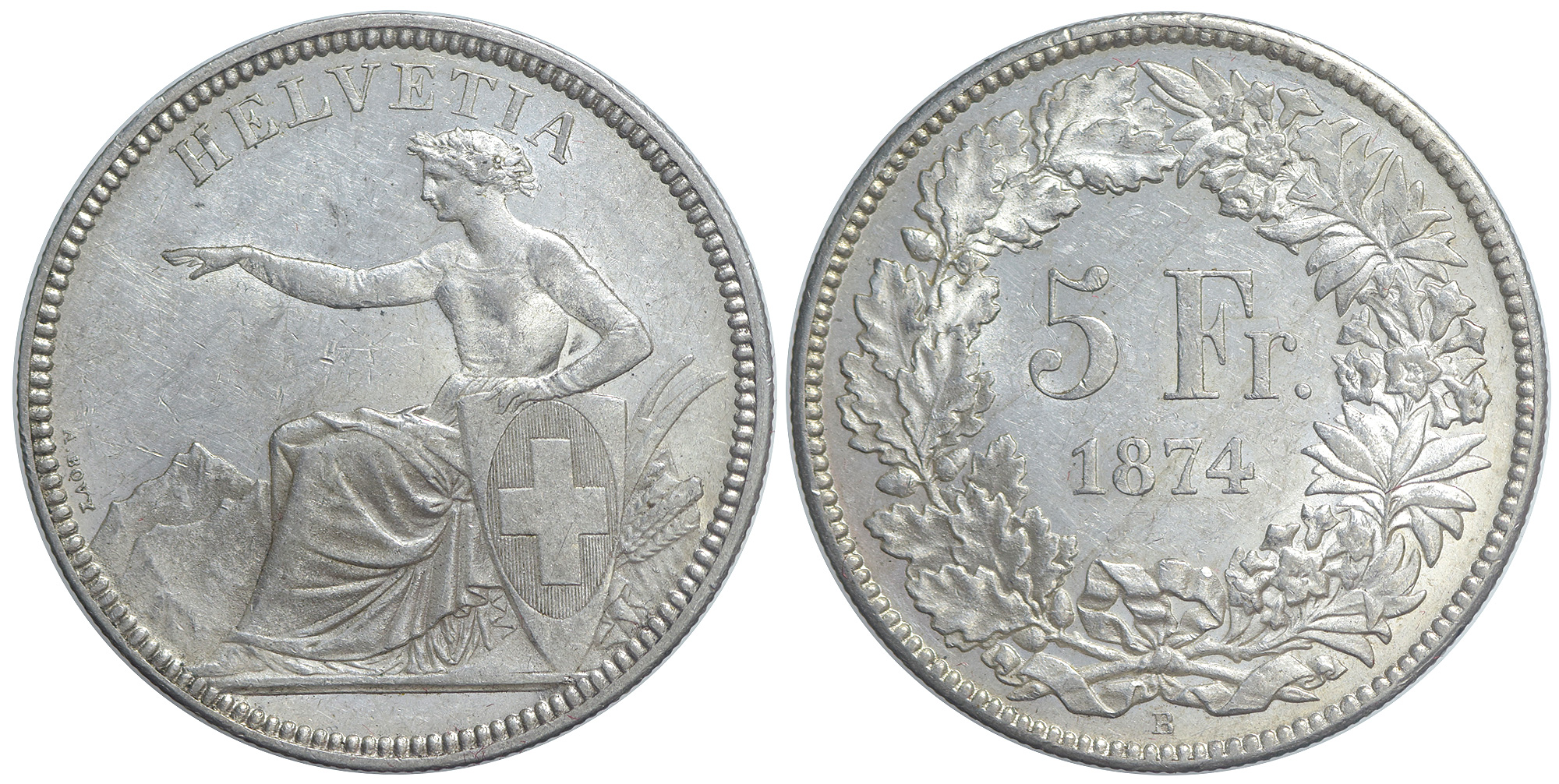 Switzerland Confoederatio Helvetica Francs 1874 