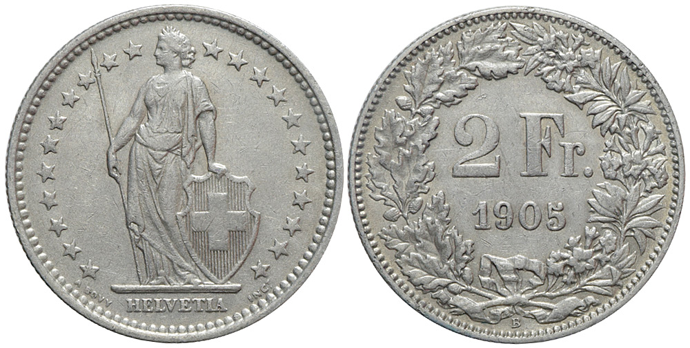 Switzerland Confoederatio Helvetica Francs 1905 