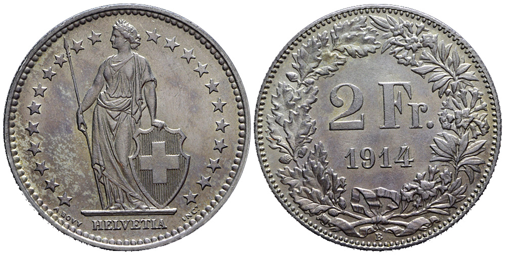 Switzerland Confoederatio Helvetica Francs 1914 