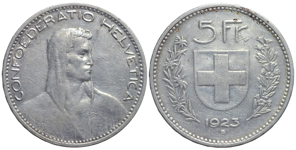 Switzerland Confoederatio Helvetica Francs 1923 