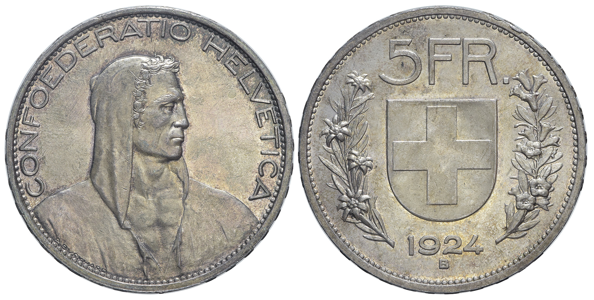 Switzerland-Confoederatio-Helvetica-Francs-1924-AR