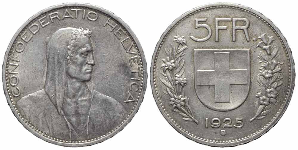 Switzerland Confoederatio Helvetica Francs 1925 