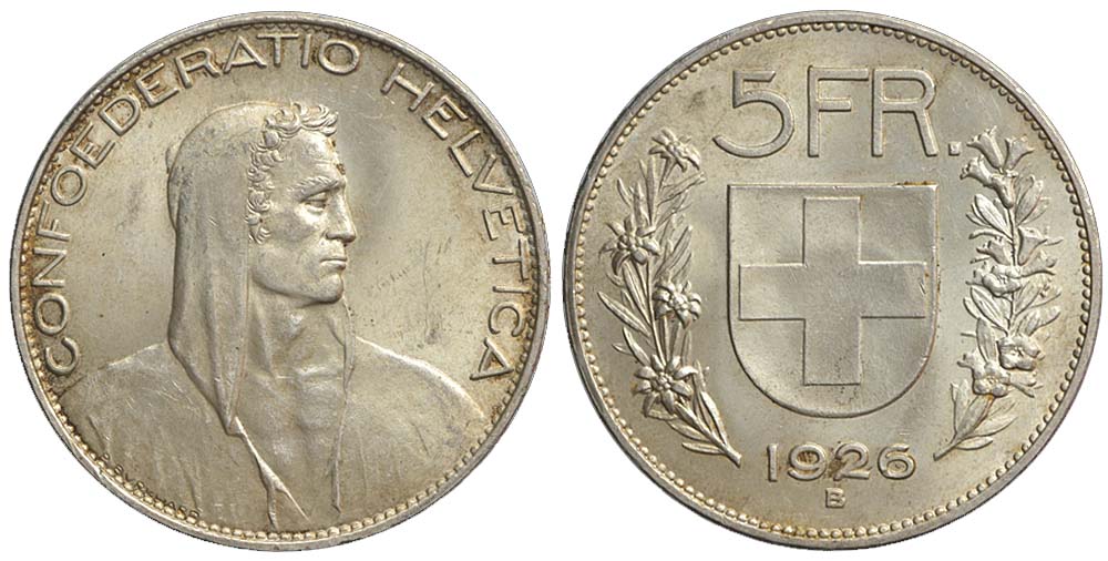 Switzerland Confoederatio Helvetica Francs 1926 
