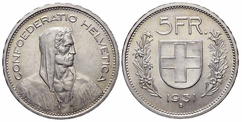 Switzerland Confoederatio Helvetica Francs 1931 