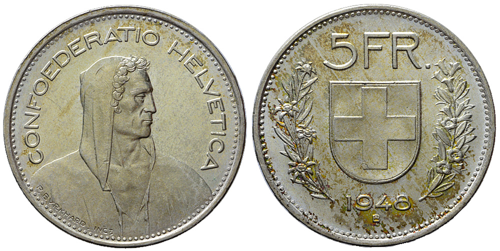 Switzerland Confoederatio Helvetica Francs 1948 