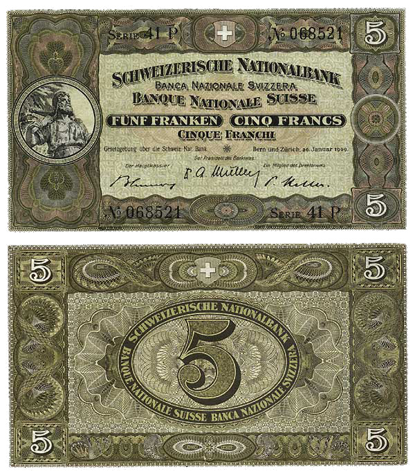 Switzerland Confoederatio Helvetica Francs 1949 