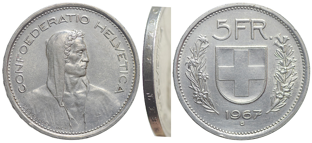 Switzerland Confoederatio Helvetica Francs 1967 